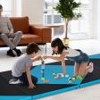 4-Panel PU Leather Folding Exercise Gym Mat with Hook and Loop Fasteners-Black & Turquoise For Cheap