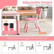 Kids Table and Chairs Set for 4 with Graffiti Desktop-Pink For Cheap