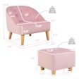 Soft Velvet Upholstered Kids Sofa Chair with Ottoman-Pink Discount