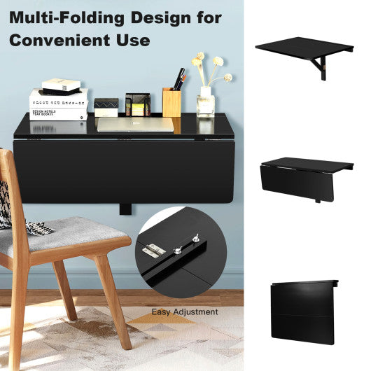 31.5 x 23.5 Inch Wall Mounted Folding Table for Small Spaces-Black Discount