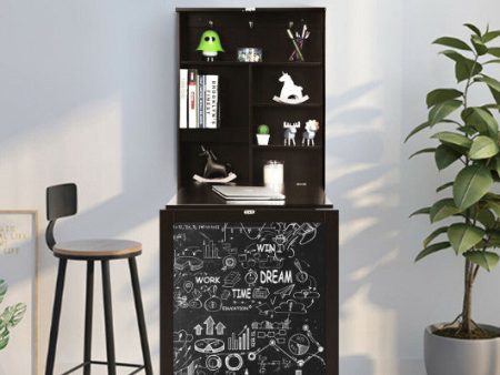 Convertible Wall Mounted Table with A Chalkboard-Brown Supply