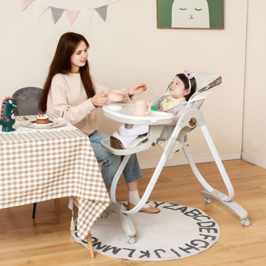 Folding Baby Dining High Chair with Adjustable Height and Recline-Gray Sale