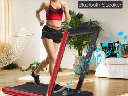 2-in-1 Folding Treadmill with Dual LED Display-Red on Sale