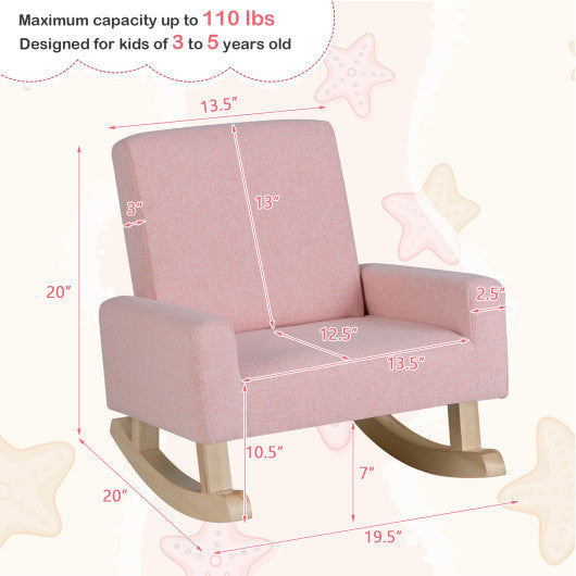 Kids Rocking Chair with Solid Wood Legs-Pink Fashion