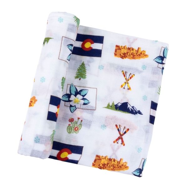 Gift Set: Colorado Baby Muslin Swaddle Blanket and Burp Cloth Bib Combo by Little Hometown Online