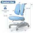 Adjustable Height Student Chair with Sit-Brake Casters and Lumbar Support for Home and School-Blue Sale