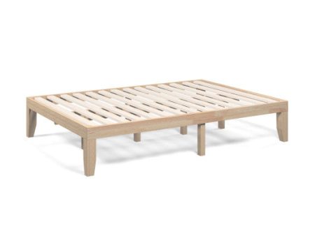 14 Inch Full Size Wood Platform Bed Frame with Wood Slat Support-Natural Hot on Sale