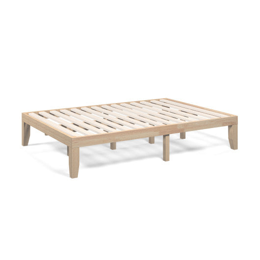 14 Inch Full Size Wood Platform Bed Frame with Wood Slat Support-Natural Hot on Sale