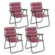 4 Pieces Folding Beach Chair Camping Lawn Webbing Chair-Red For Discount