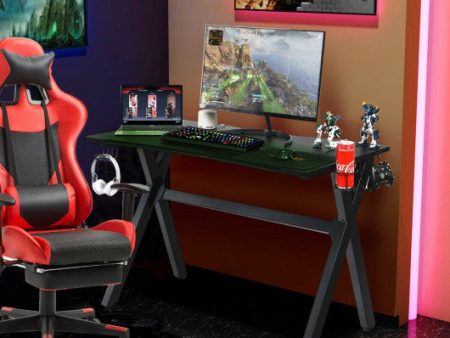 Ergonomic Gaming Desk with Mousepad and Cup Headphone Holder on Sale