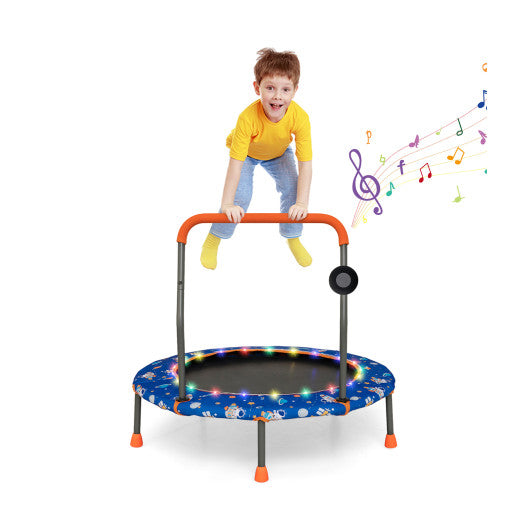 36 Inch Mini Trampoline with Colorful LED Lights and Bluetooth Speaker-Blue Online Hot Sale