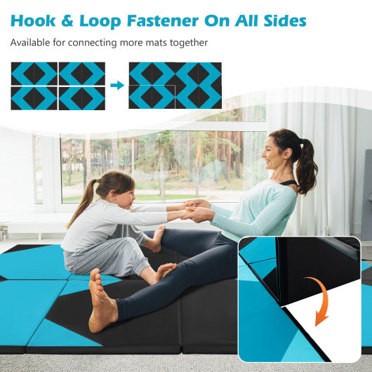 10  x 4  x 2  Folding Exercise Mat with Hook and Loop Fasteners-Navy on Sale