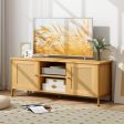 Boho TV Stand for TV up to 55 Inches with Faux Rattan Door-Natural Sale