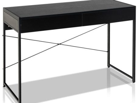 2-Drawer Home Office Desk with Steel Frame-Black Online