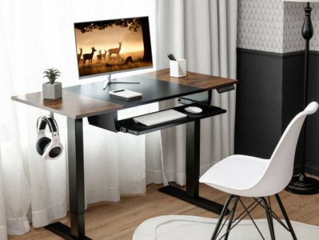 48 Inch Electric Sit to Stand Desk with Keyboard Tray-Black For Cheap