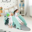 3-in-1 Kids Slide Rocking Horse Set Convertible Toddler Slide with Basketball Hoop-Green Supply