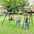 5-In-1 Outdoor Kids Swing Set with A-Shaped Metal Frame and Ground Stake For Cheap