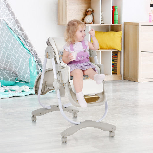 Folding Baby Dining High Chair with Adjustable Height and Recline-Gray Sale