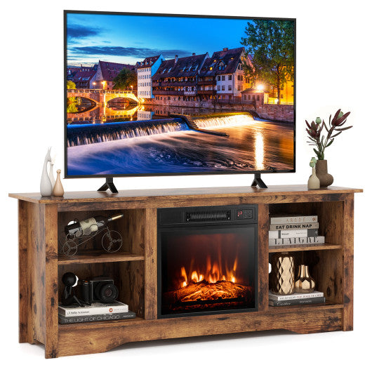 58 Inches TV Stand  for Flat Screen TVs Up to 65 Inches with 18 Inches Electric Fireplace Heater For Sale