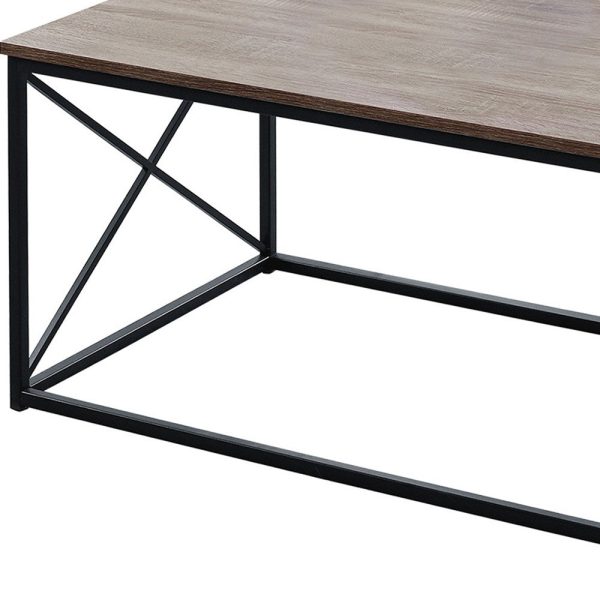 Set of Three 42  Beige And Black Metal Coffee Table For Discount