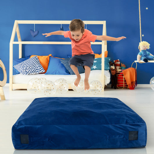 57 x 57 Inch Crash Pad Sensory Mat with Foam Blocks and Washable Velvet Cover-Blue Sale