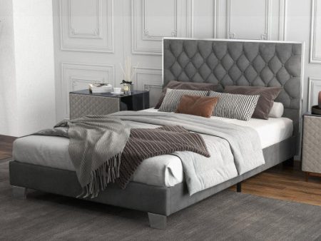 Full Queen Size Upholstered Bed Frame with Velvet Headboard-Queen Size Online now