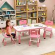 Kids Table and Chairs Set for 4 with Graffiti Desktop-Pink For Cheap