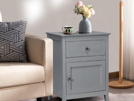 2-Tier Accent Table with Spacious Tabletop-Gray For Discount