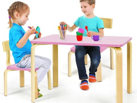 3 Piece Kids Wooden Activity Table and 2 Chairs Set-Pink Online now