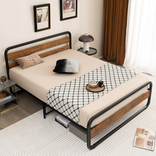 Arc Platform Bed with Headboard and Footboard-Queen Size Online Hot Sale