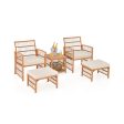 5 Piece Patio Wicker Sofa Set with Seat and Back Cushions-Natural Fashion