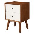 Brown and White Century Modern Wood 2 Drawer Nightstand Online now