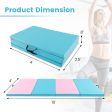 4-Panel PU Leather Folding Exercise Mat with Carrying Handles-Pink & Blue Fashion