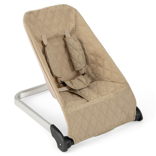 Baby Bouncer Seat with Aluminum and Metal Frame-Beige Online Hot Sale