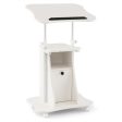 Adjustable Mobile Standing Desk Cart with Tilt Desktop and Cabinet-White Online Sale