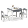 Kid s Table and Chairs Set with Double-sized Tabletop-Gray Discount