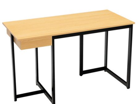 48  Computer Desk with Metal Frame and Adjustable Pads-Natural Online Hot Sale