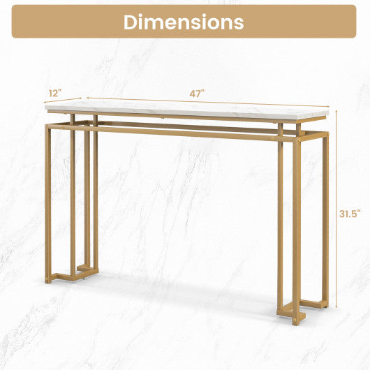 Modern Entryway Table with Gold Heavy-duty Metal Frame and Anti-toppling Kit for Living Room For Discount