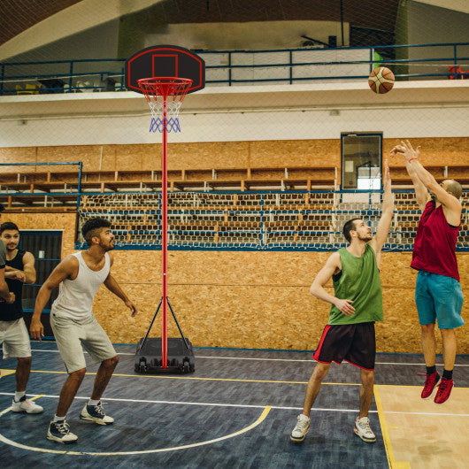 Adjustable Basketball Hoop System Stand Portable with 2 Wheels Fillable Base-Black & Red Online