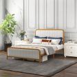 Upholstered Gold Platform Bed Frame with Velvet Headboard-Full Size Supply