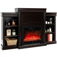 70 Inch Modern Fireplace Media Entertainment Center with Bookcase-Brown For Sale