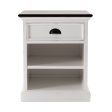 Distressed White and Deep Brown Nightstand With Shelves Cheap