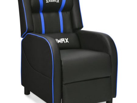 Massage Racing Gaming Single Recliner Chair-Blue Supply