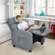 Ergonomic PU Leather Kids Recliner Lounge Sofa for 3-12 Age Group-Gray Sale