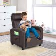 Ergonomic PU Leather Kids Recliner Lounge Sofa for 3-12 Age Group-Brown Supply