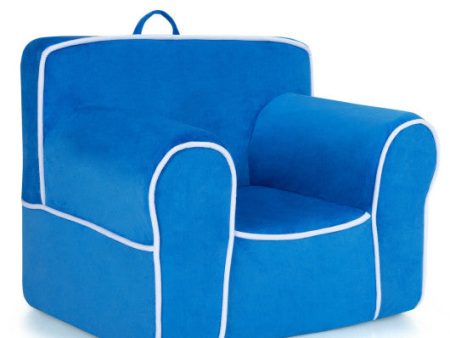 Upholstered Kids Sofa with Velvet Fabric and High-Quality Sponge-Blue Online Hot Sale