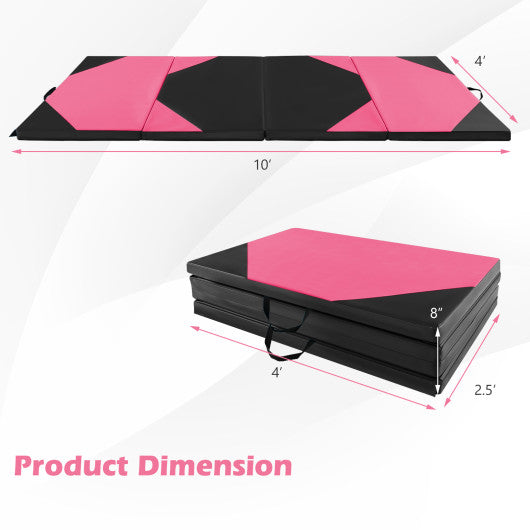 10  x 4  x 2  Folding Exercise Mat with Hook and Loop Fasteners-Black & Pink Sale