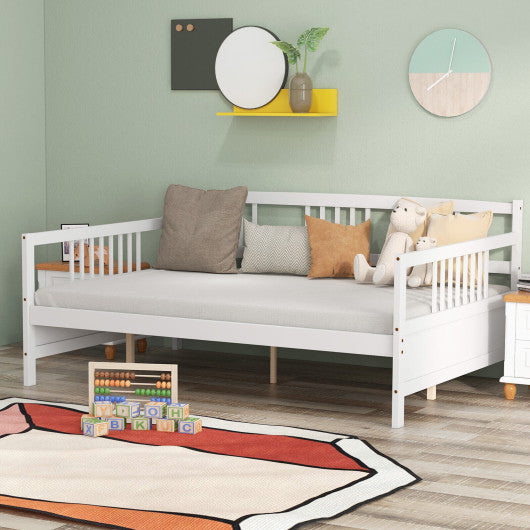 Full Size Metal Daybed Frame with Guardrails-White Sale