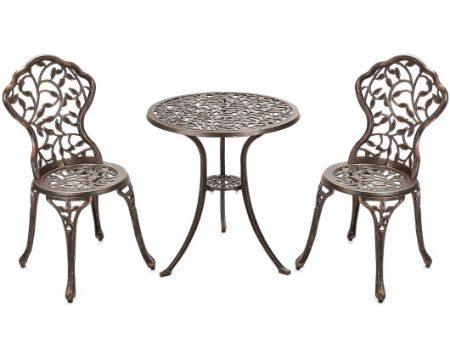 3 Pieces Cast Aluminum Bistro Set Fashion