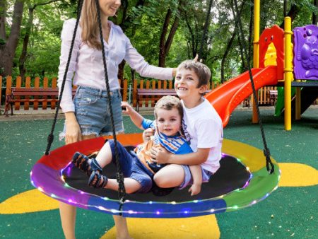 40 Inches Saucer Tree Swing for Kids and Adults-Multicolor For Cheap